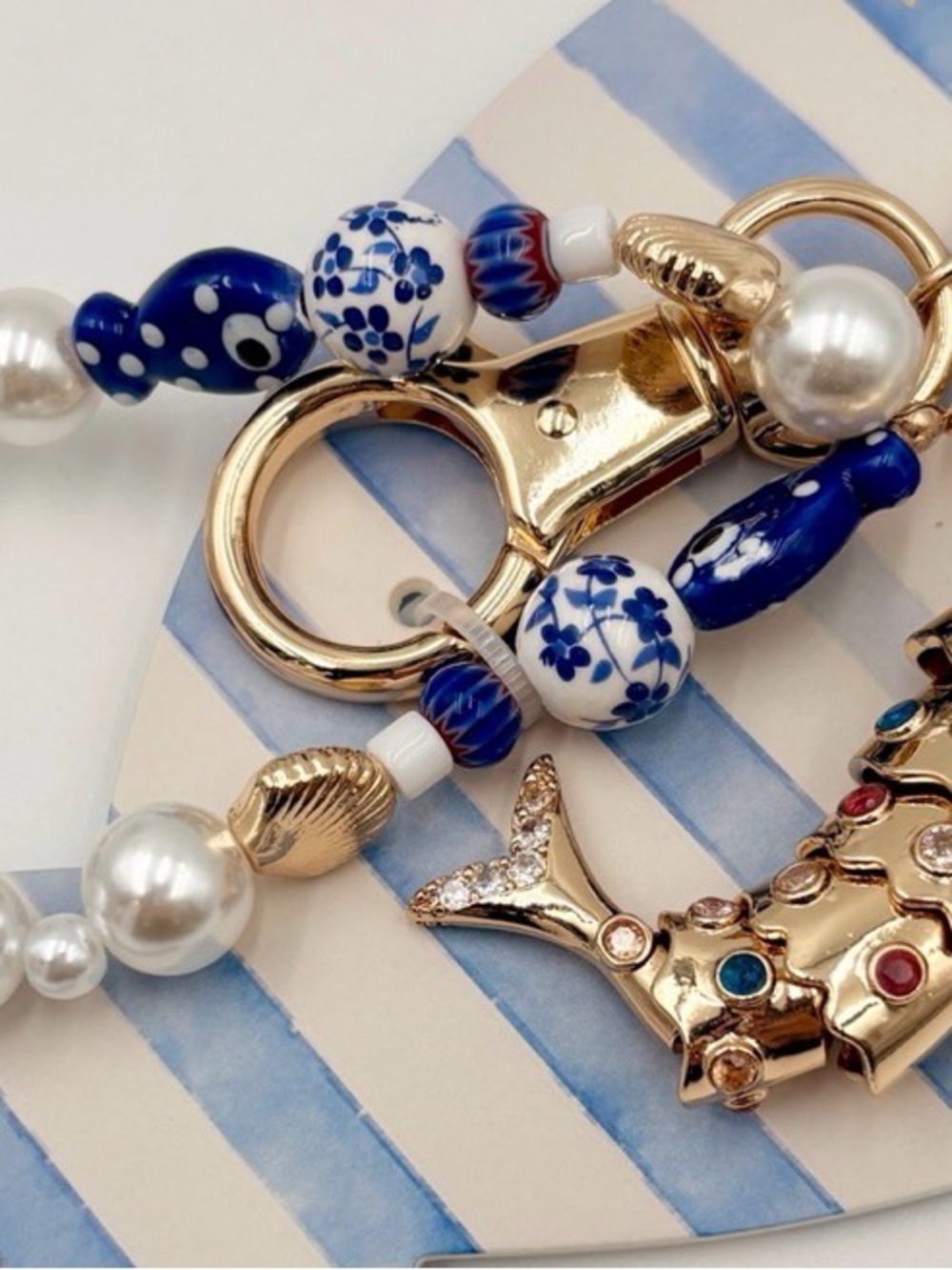 **Lowest Price**
Piper K Beaded Pearl & Blue Fish Keychain Charm - Picture 7 of 7